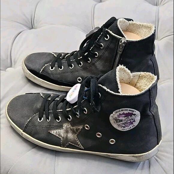 GOLDEN GOOSE GGDB FRANCY Rap Black Canvas Womens Athletic Sneakers Shoes 41 10 - Picture 5 of 14